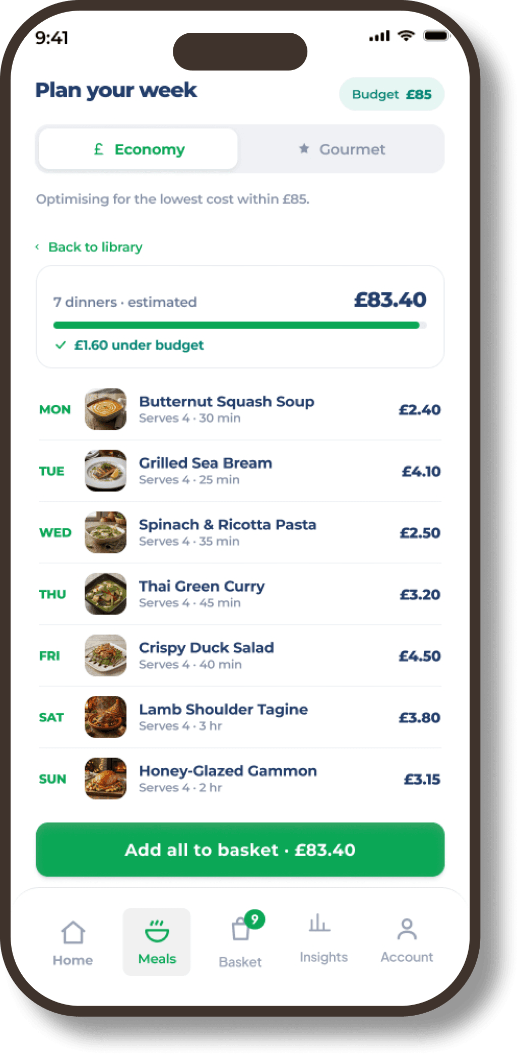 AI Meal Planning in the Spend Pilot app